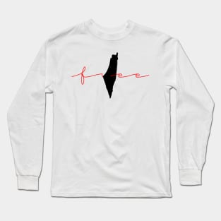 Free + Palestine Map Long Sleeve T-Shirt